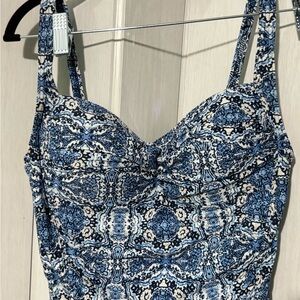 Nip Tuck Swim- Blue and White Patterned One-Piece Swimsuit - Size 8